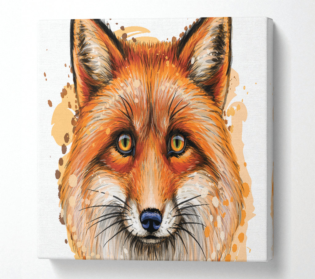 A Square Canvas Print Showing The Ginger Fox Square Wall Art