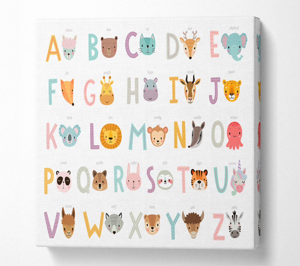 A Square Canvas Print Showing The Animal Alphabet Square Wall Art