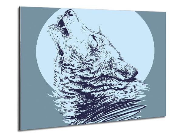 Howling Wolf At Night Metal Print