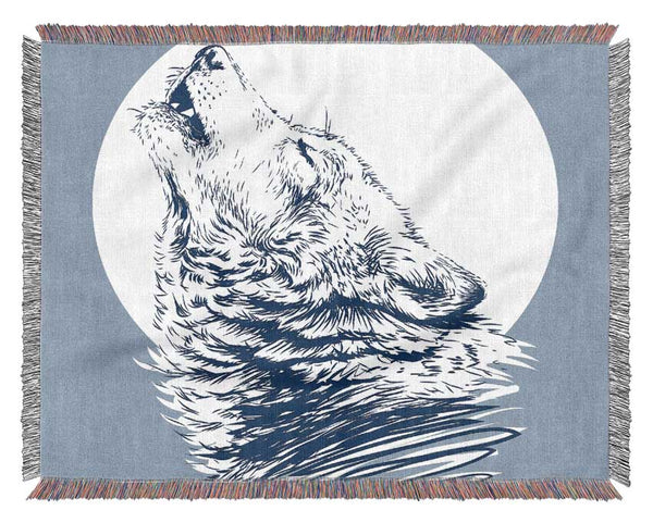 Howling Wolf At Night Woven Blanket