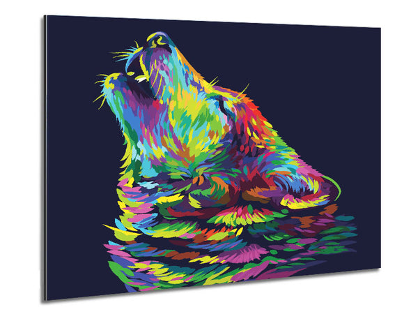 Howling Wolf In Colour Metal Print