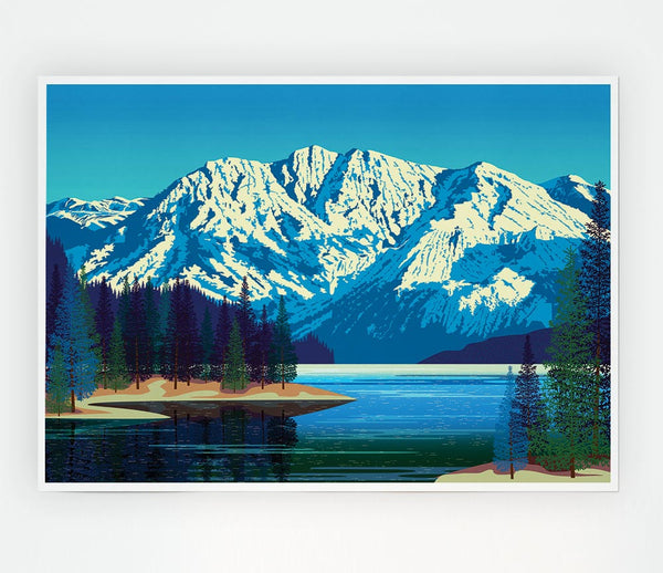 The Snow Lake Mountain Print Poster Wall Art