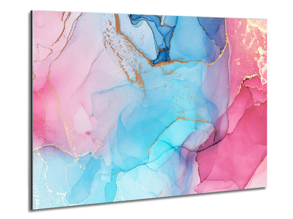 Pink And Blue Fusion Glitter Metal Print