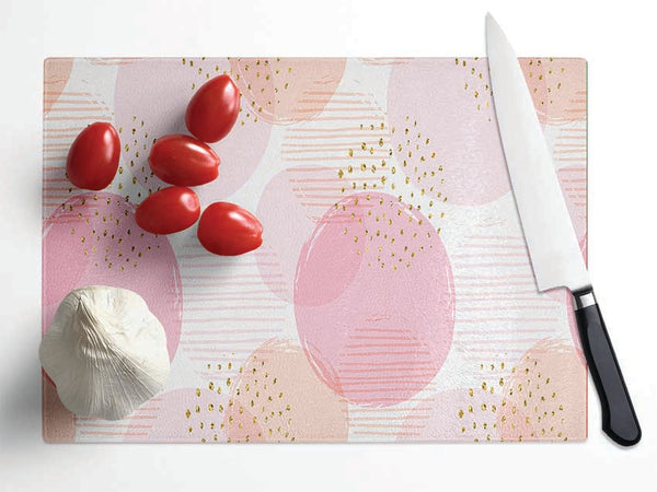 Peach Circles And Dots Glass Chopping Board