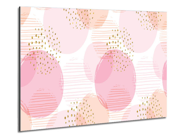 Peach Circles And Dots Metal Print