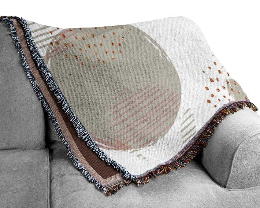 Peach Circles And Dots Woven Blanket