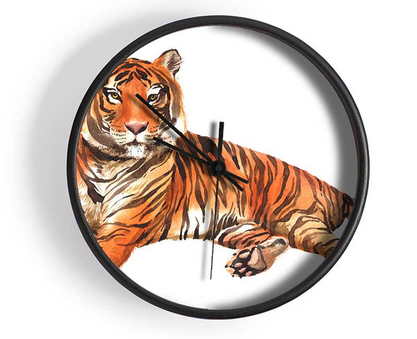 Tiger Laying Down Clock - Wallart-Direct UK