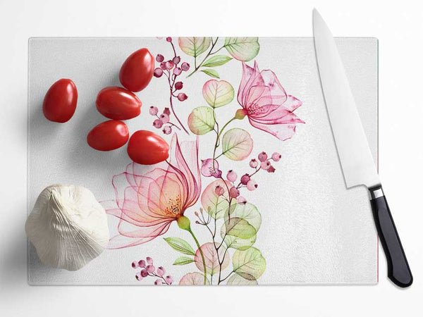 Trail Of The Floral Glass Chopping Board
