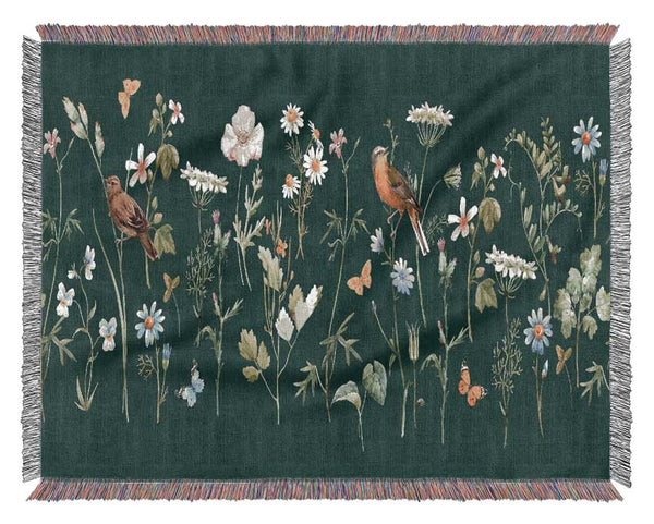 Flowers In The Dark Woven Blanket