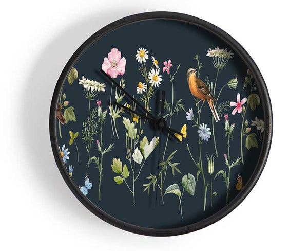 Flowers In The Dark Clock - Wallart-Direct UK