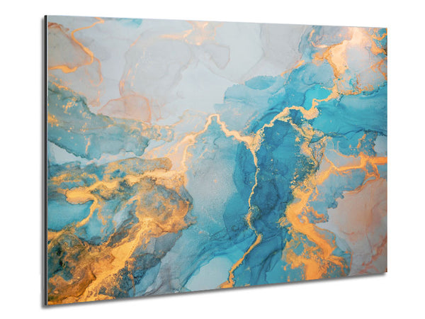 Gold und Hellblau schimmern