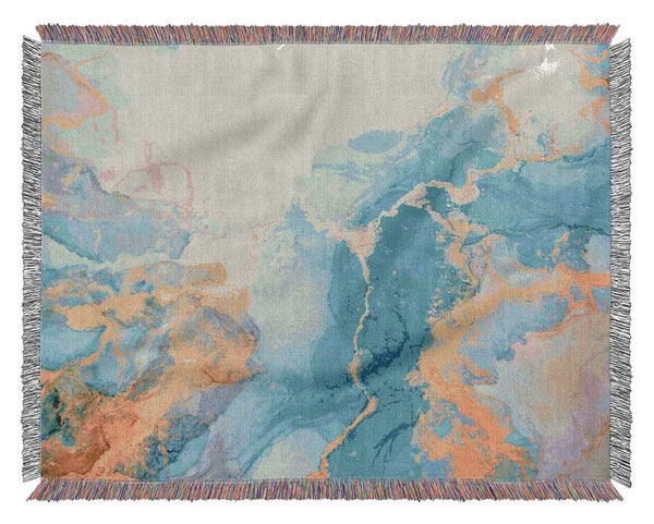 Gold And Light Blue Shimmers Woven Blanket