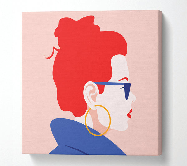A Square Canvas Print Showing The Woman Fashion Square Wall Art