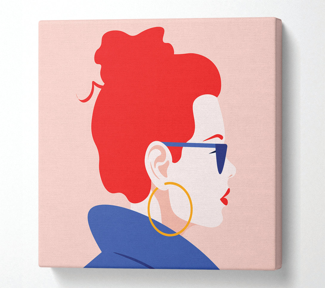 A Square Canvas Print Showing The Woman Fashion Square Wall Art