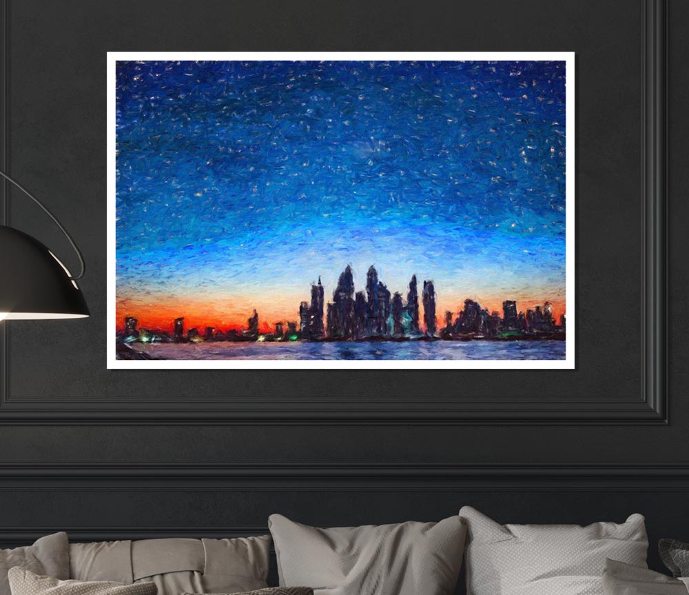 The City Skyline At Dawn Print Poster Wall Art