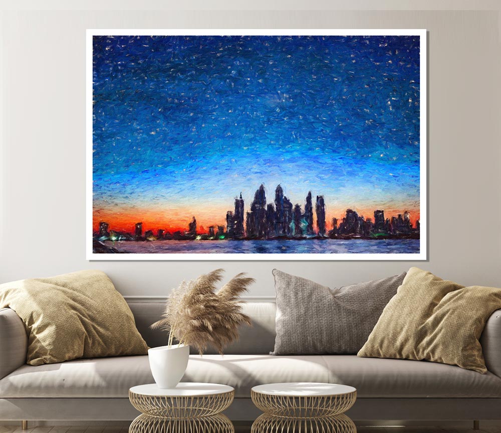 The City Skyline At Dawn Print Poster Wall Art