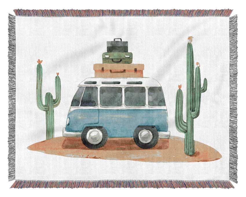 Vw Camper Cactus Woven Blanket