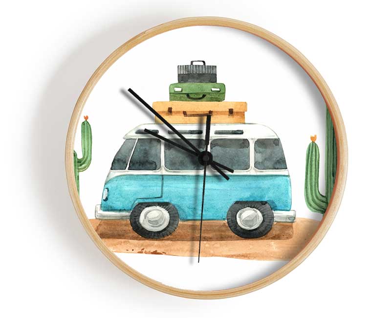 Vw Camper Cactus Clock - Wallart-Direct UK