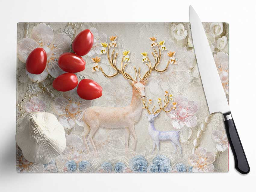 The Majestic Deer And Doe Glass Chopping Board