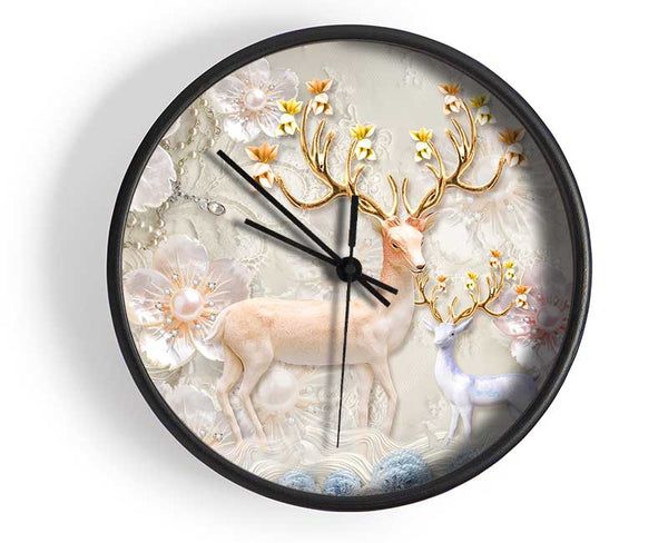The Majestic Deer And Doe Clock - Wallart-Direct UK