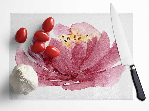 The Pink Flower Opening Glass Chopping Board