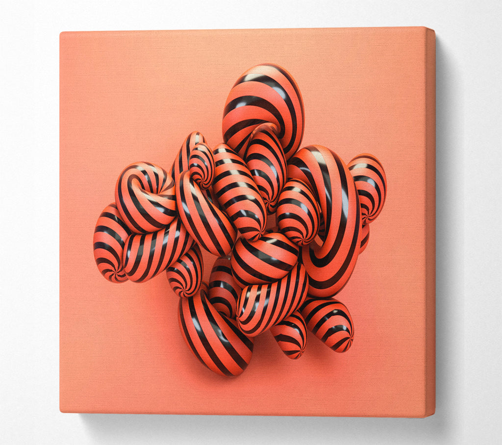 A Square Canvas Print Showing Twisty Stripey Mess Square Wall Art