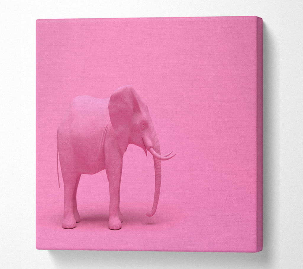 A Square Canvas Print Showing The Pink Elephant Square Wall Art
