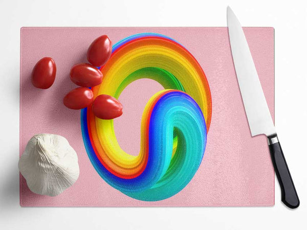 The Rainbow Swirl Paste Glass Chopping Board