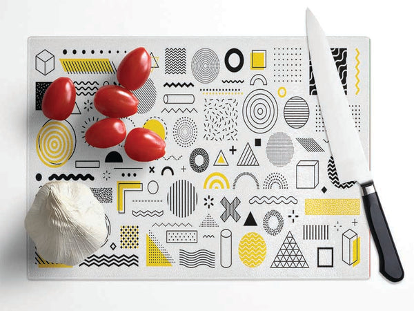 Mixture Of Shapes And Colours Glass Chopping Board