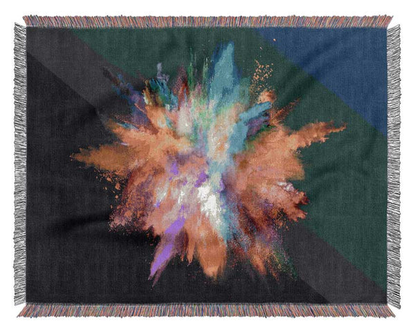Explosion Of Paint Rainbow Woven Blanket