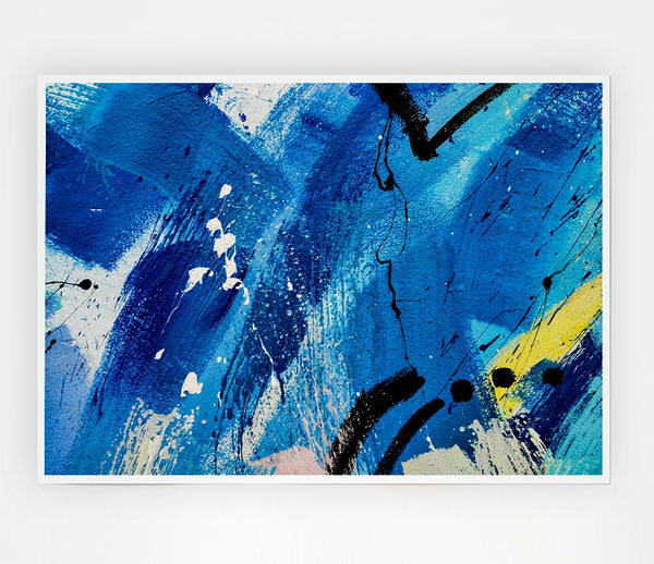 Broad Strokes Of Blue Paint Print Poster Wall Art