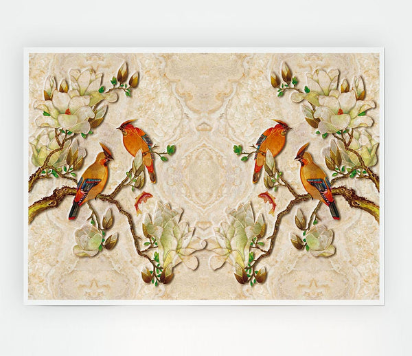 The Birds On The Branches Symmetry Print Poster Wall Art