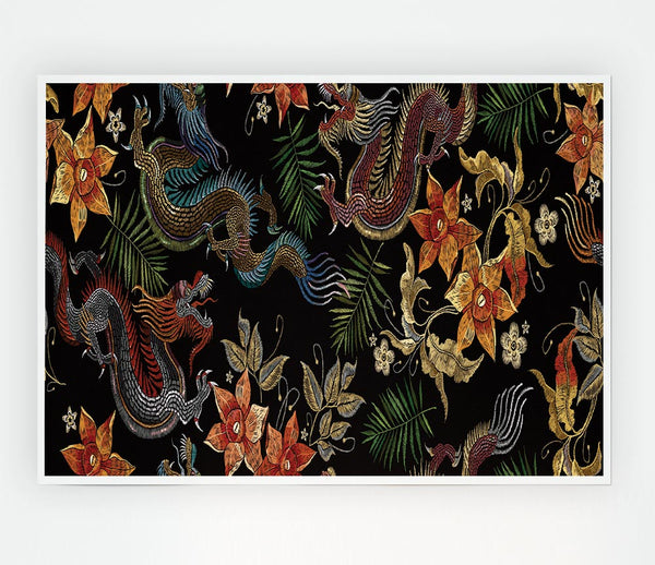 The Chinese Dragon Pattern Print Poster Wall Art