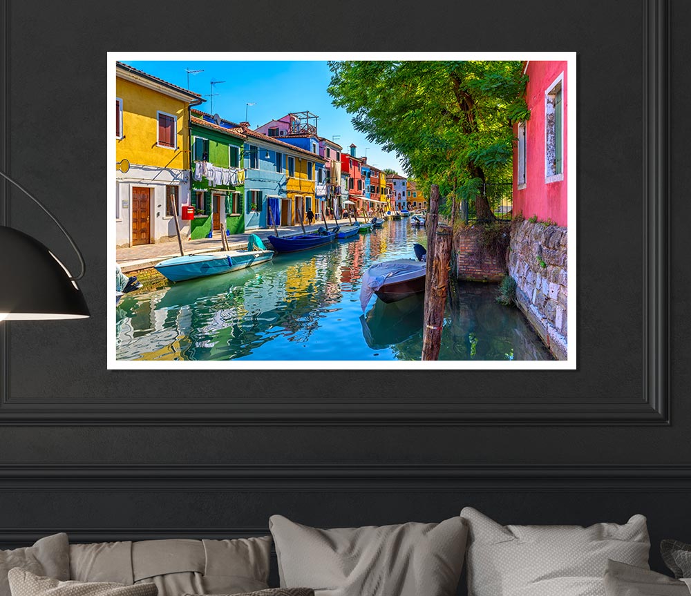 The Boats In The Village Print Poster Wall Art