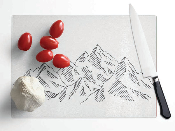 Simple Mountains Glass Chopping Board