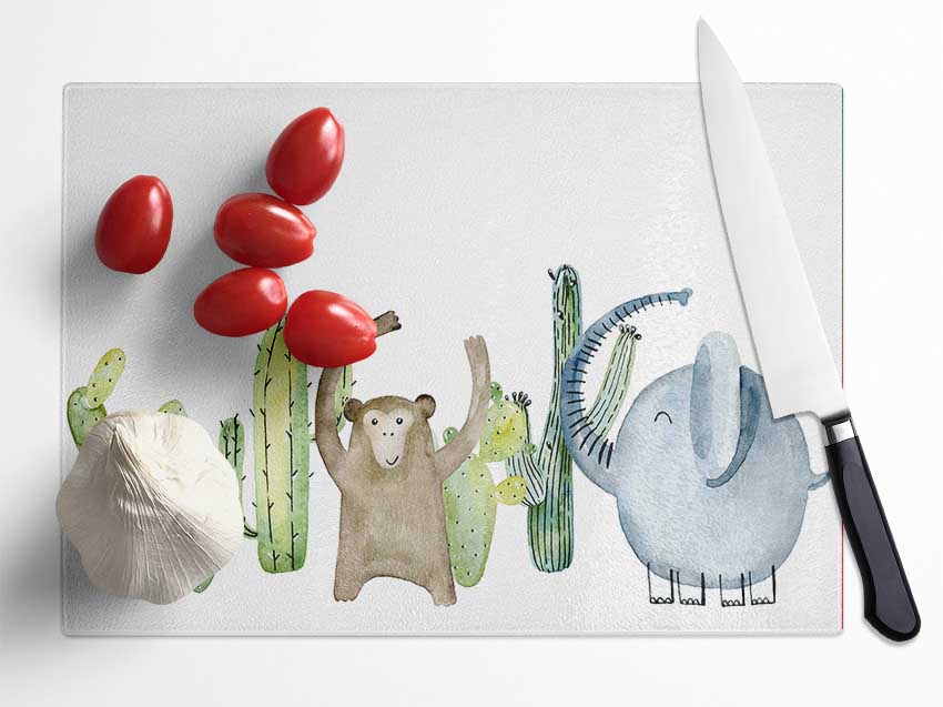 The Animal Party Glass Chopping Board
