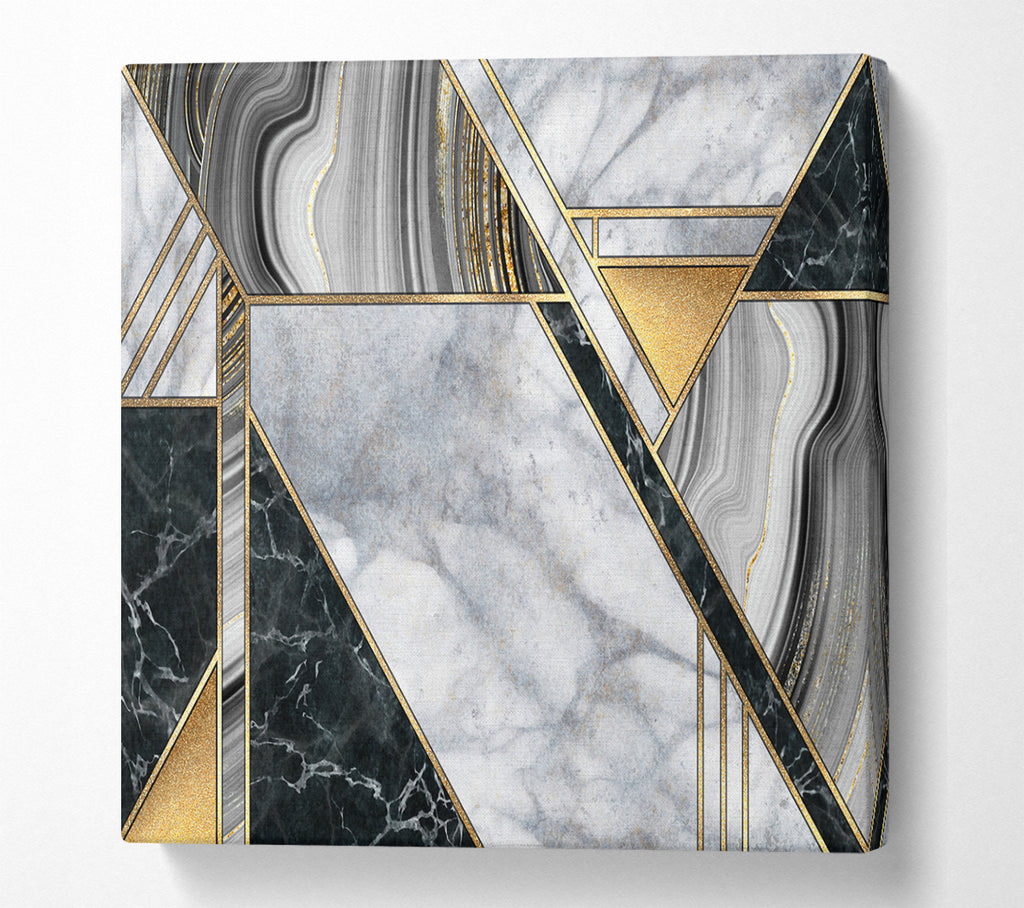 A Square Canvas Print Showing Triangles Of Marble Square Wall Art