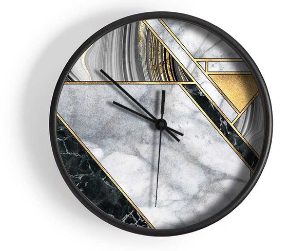Triangles Of Marble Clock - Wallart-Direct UK