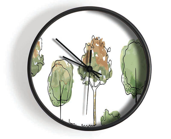 Five Trees In A Row Clock - Wallart-Direct UK