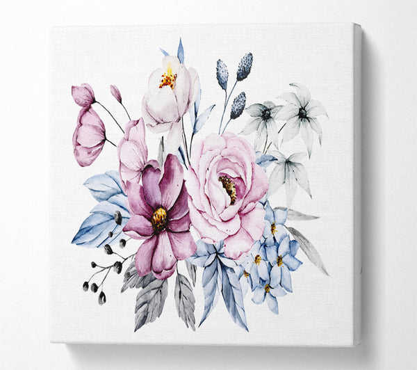 A Square Canvas Print Showing Flowers Together Square Wall Art
