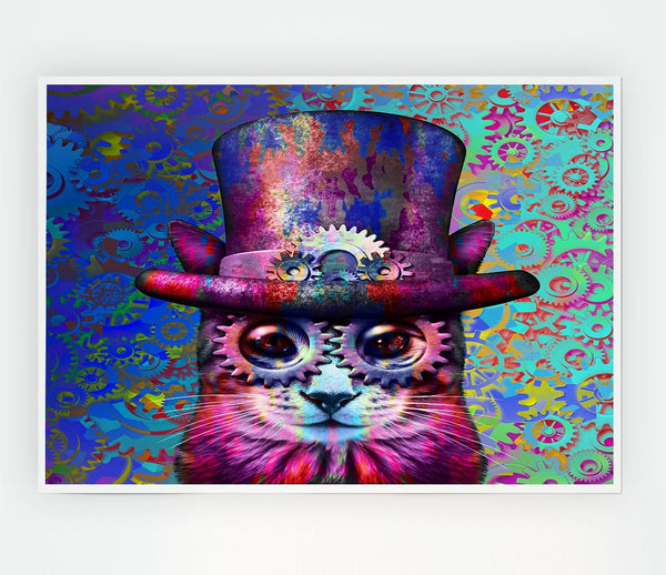 The Top Hat Cat Print Poster Wall Art