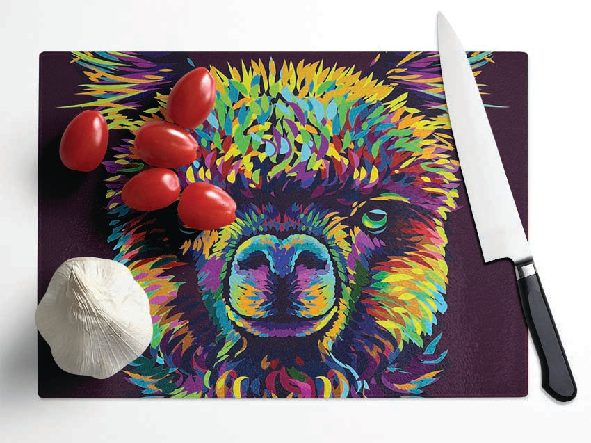 Alpaca In Colour Glass Chopping Board