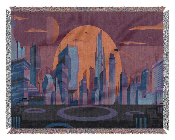 The Sun Behind The City Woven Blanket