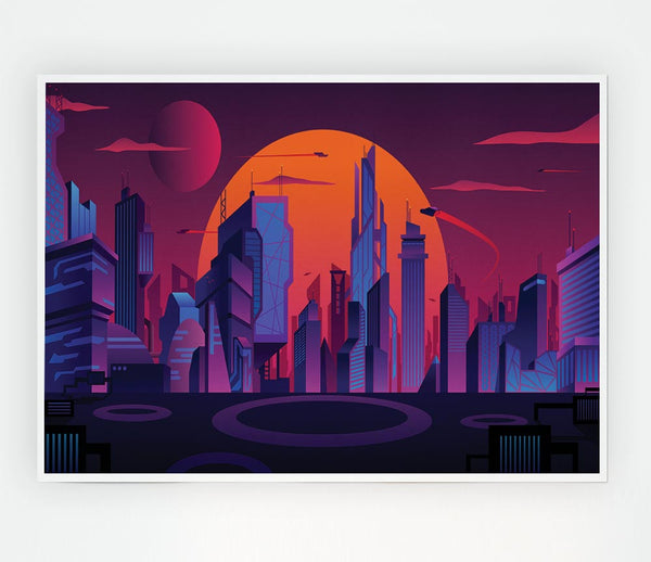 The Sun Behind The City Print Poster Wall Art