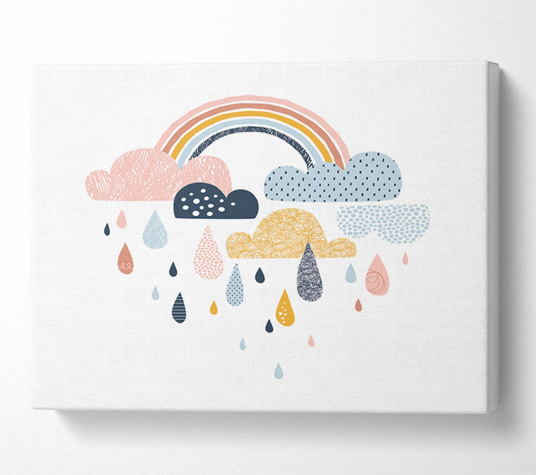 Picture of Multi Coloured Clouds And Rain Canvas Print Wall Art