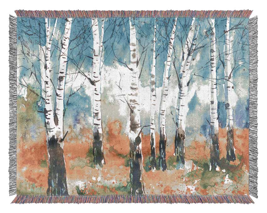 The Beautiful Birch Trees Woven Blanket