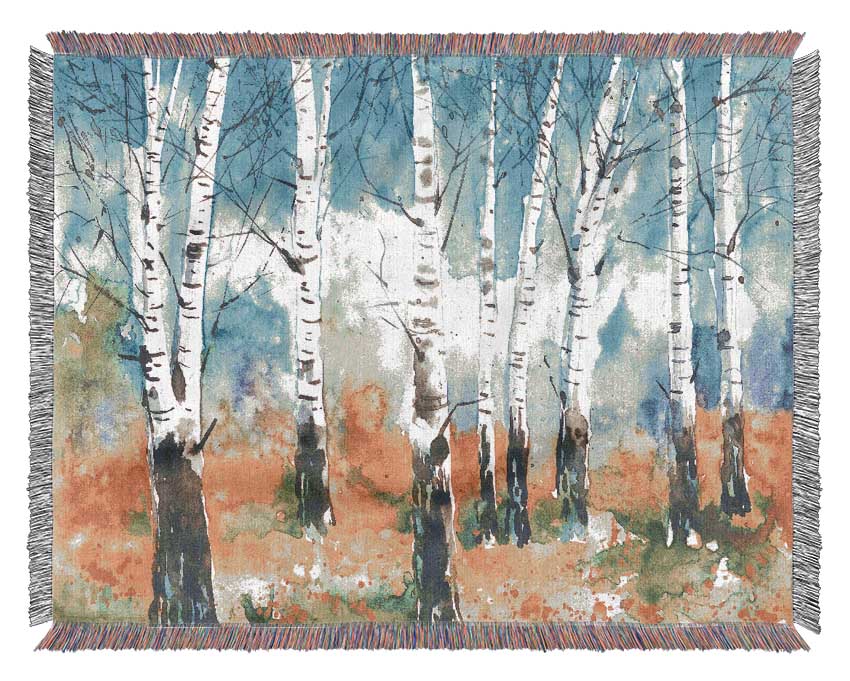 The Beautiful Birch Trees Woven Blanket