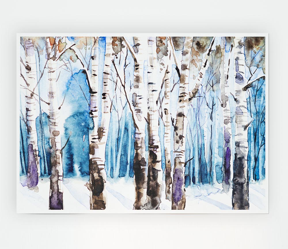The Beautiful Birch Trees In The Snow Print Poster Wall Art