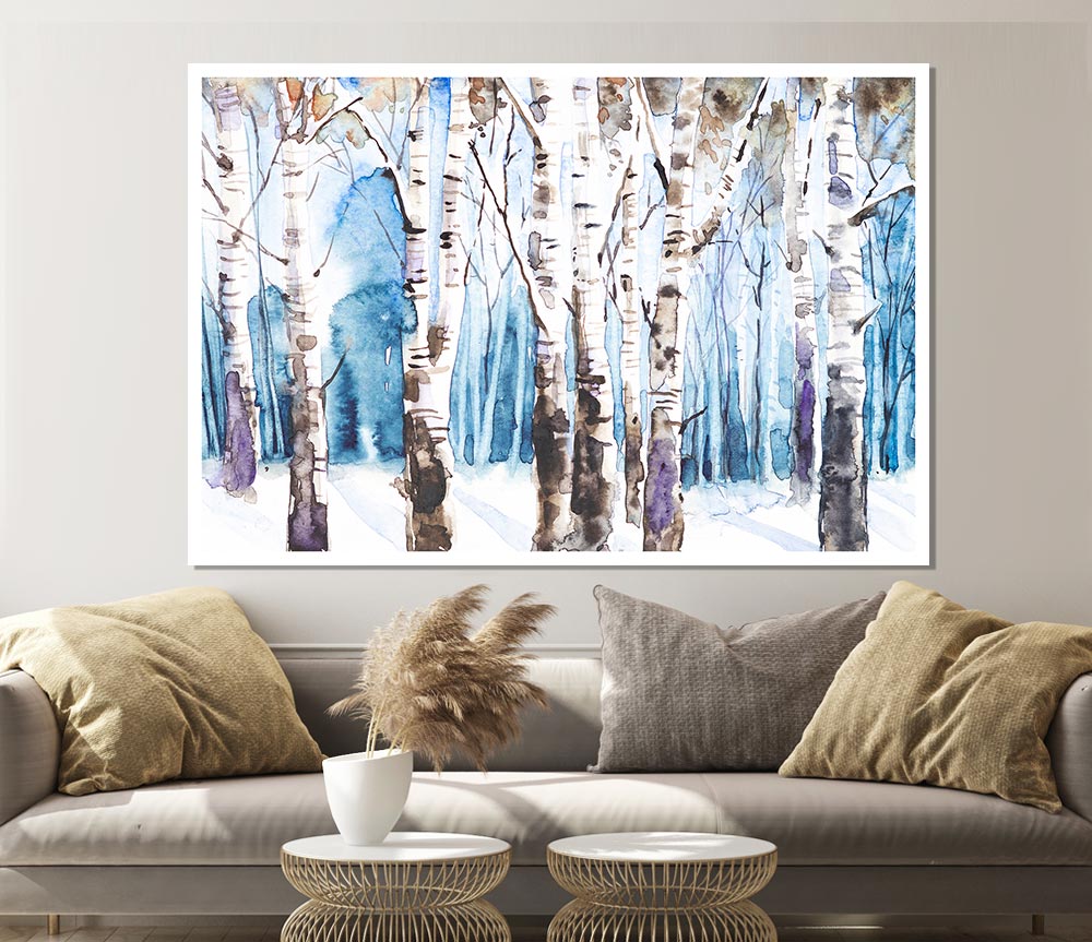The Beautiful Birch Trees In The Snow Print Poster Wall Art