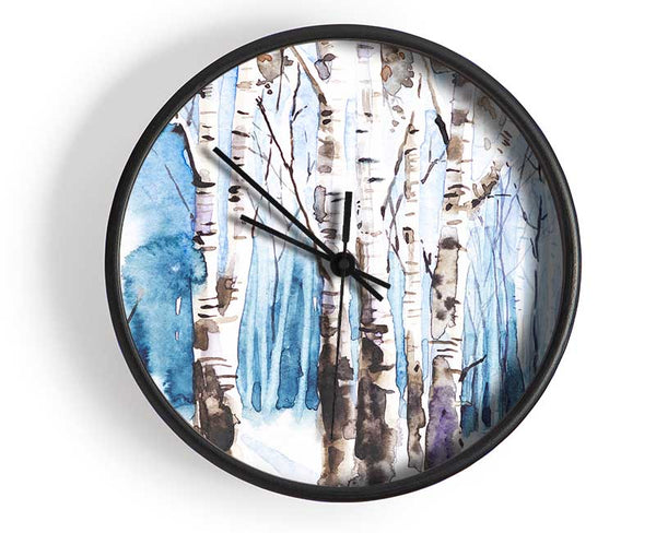 The Beautiful Birch Trees In The Snow Clock - Wallart-Direct UK